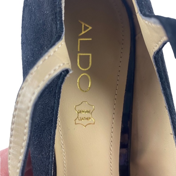 Aldo Suede Black and Pewter Platform Heels Size 40 - Picture 6 of 8
